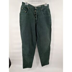 VTG Zena Jeans Women's 11 High Rise Tapered Leg Hunter Green‎ Denim Mom 90s Y2K